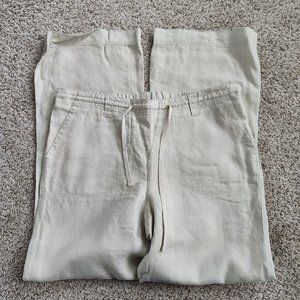 Motherhood Maternity Beige 100% Linen Drawstring Waist Pants